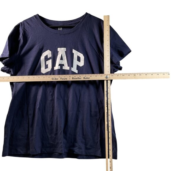 GAP Shirt Mens 2XL Navy Blue Spell Out Logo Short Sleeve Casual Tee XXL Cotton - Picture 5 of 5
